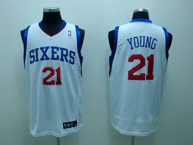 Basketball Jersey Tank Top Style-Sixers 21 Thaddeus Young White Basketball Jerseys