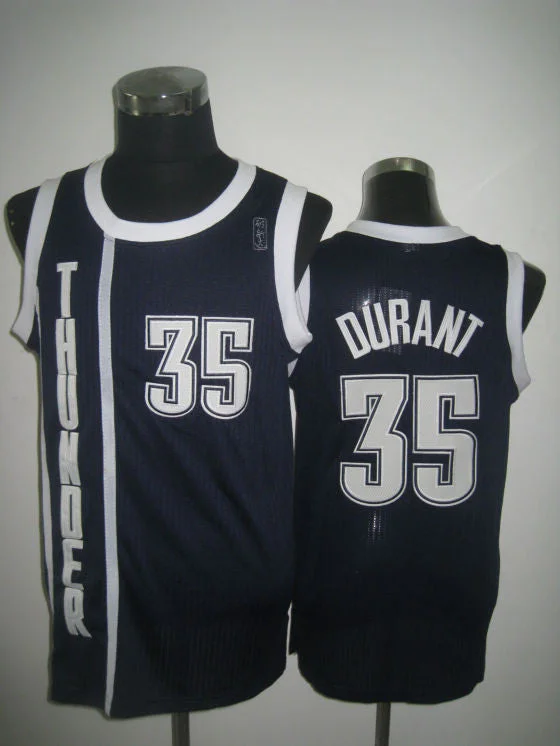 Basketball Jersey Workout Wear-Thunder 35 Durant Dark Blue Basketball Jerseys