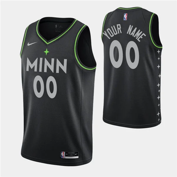 Basketball Jersey Great For Travel-Men's Minnesota Timberwolves Active Players Custom Black City Swingman 2020-21 Stitched Basketball Jersey