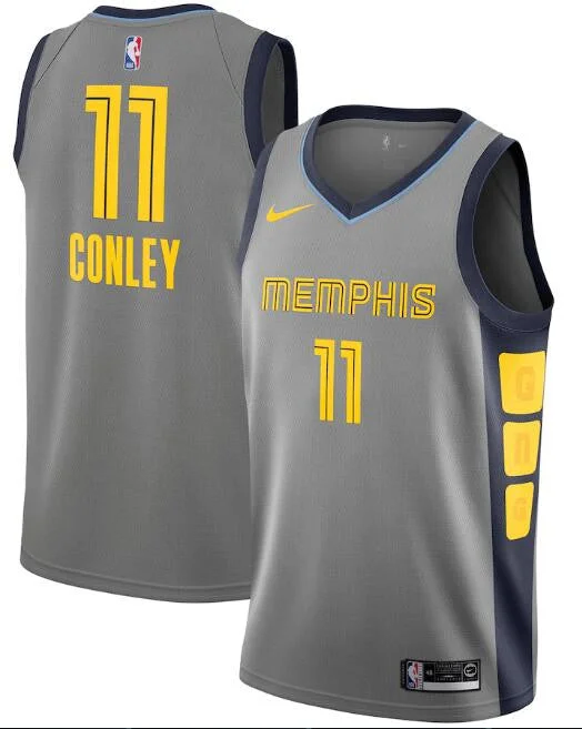 Basketball Jersey For Outdoor Courts-Men's Memphis Grizzlies Grey #11 Mike Conley City Edition Stitched Swingman Basketball Jersey