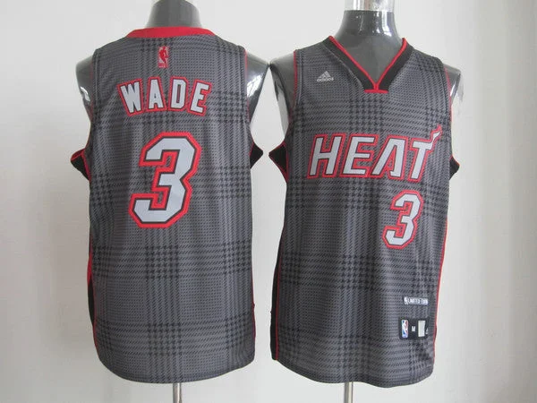 Basketball Jersey Black And White-Miami Heat 3 Wade black Basketball Jerseys