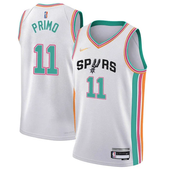 Basketball Jersey Button Up-Men' San Antonio Spurs #11 Joshua Primo White City Edition Stitched Basketball Jersey