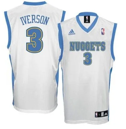 Basketball Jersey With Unique Stitching-Nuggets 3 Allen Iverson White Basketball Jerseys