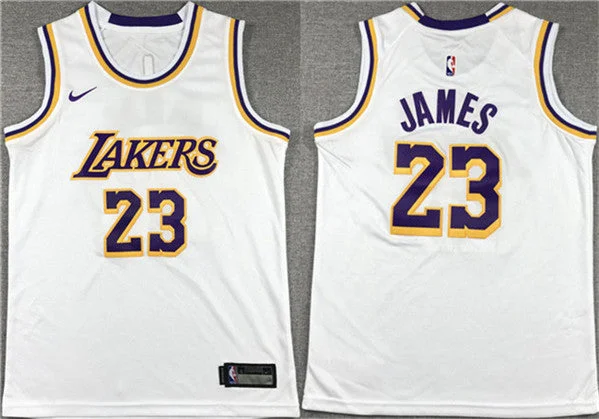 Basketball Jersey With Ribbed Trim-Men's Los Angeles Lakers #23 LeBron James White Stitched Basketball Basketball Jersey