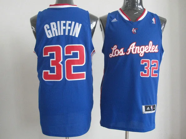 Basketball Jersey Ideal For Practice Sessions-Los Angeles Clippers 32 GRIFFIN Blue Cotton Basketball Jerseys