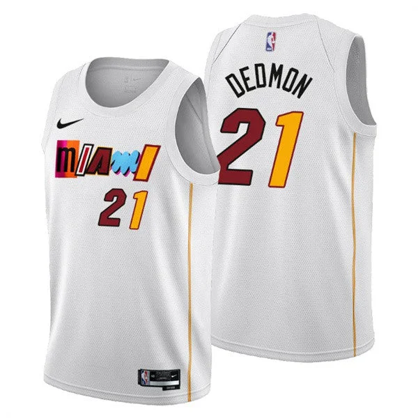 Basketball Jersey Built For Speed-Men's Miami Heat #21 Dewayne Dedmon 2022/23 White City Edition Stitched Basketball Jersey