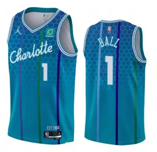 Basketball Jersey Team Uniform-Men's Charlotte Hornets #1 LaMelo Ball Teal 2022-23 City Edition Stitched Basketball Basketball Jersey