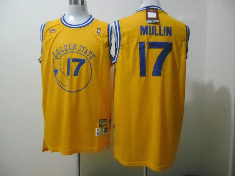 Basketball Jersey Built For Speed-Warriors 17 Mullin Yellow m&n Basketball Jerseys