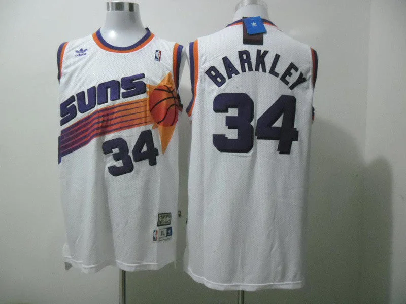 Basketball Jersey Running Friendly-Suns 34 Barkley White Mesh Basketball Jerseys