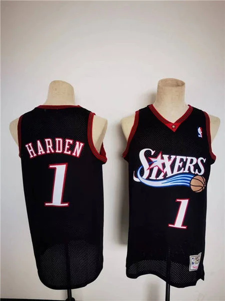 Basketball Jersey Basketball Enthusiasts-Men's Philadelphia 76ers #1 James Harden Mitchell & Ness Black Classics Stitched Basketball Basketball Jersey