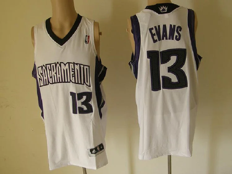 Basketball Jersey Green And White-Sacramento Kings EVANS 13 White Basketball Jerseys