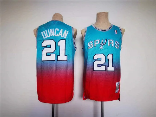 Basketball Jersey For Kids-Men's San Antonio Spurs #21 Tim Duncan Blue/Red Stitched Basketball Basketball Jersey