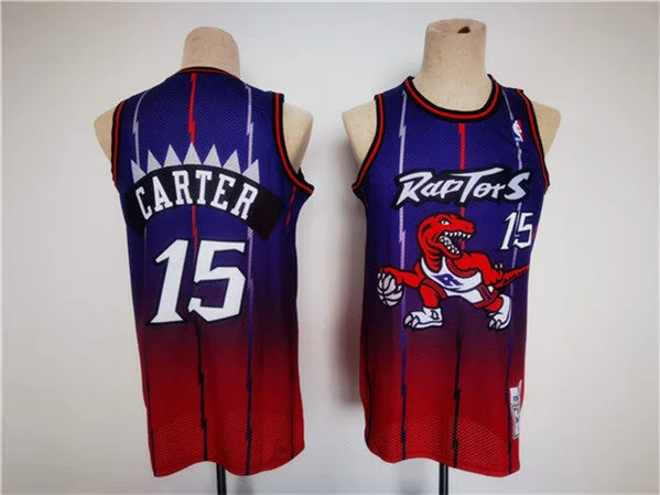 Basketball Jersey Oversized-Men's Toronto Raptors #15 Vince Carter Purple/Red Throwback Stitched Basketball Jersey