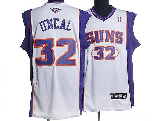 Basketball Jersey Long Sleeve-Suns 32 S.O Neal White Basketball Jerseys