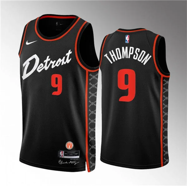 Basketball Jersey Special Graphics-Men's Detroit Pistons #9 Ausar Thompson Black 2023/24 City Edition Stitched Basketball Basketball Jersey