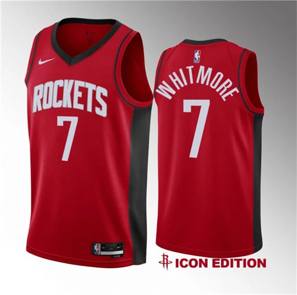 Basketball Jersey Free Shipping-Men's Houston Rockets #7 Cam Whitmore Red 2023 Draft Icon Edition Stitched Basketball Basketball Jersey