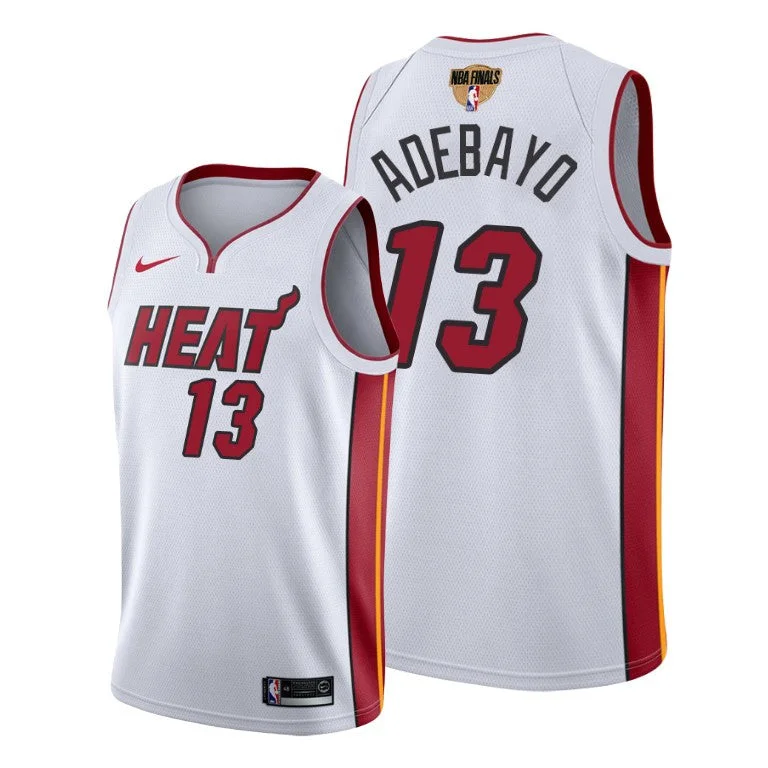 Basketball Jersey Sleeveless Comfort-Men's Miami Heat #13 Bam Adebayo 2020 White Finals Bound Association Edition Stitched Basketball Jersey