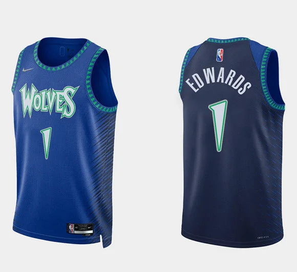 Basketball Jersey Long Lasting-Men's Minnesota Timberwolves #1 Anthony Edwards Royal 75th Anniversary City Stitched Basketball Jersey