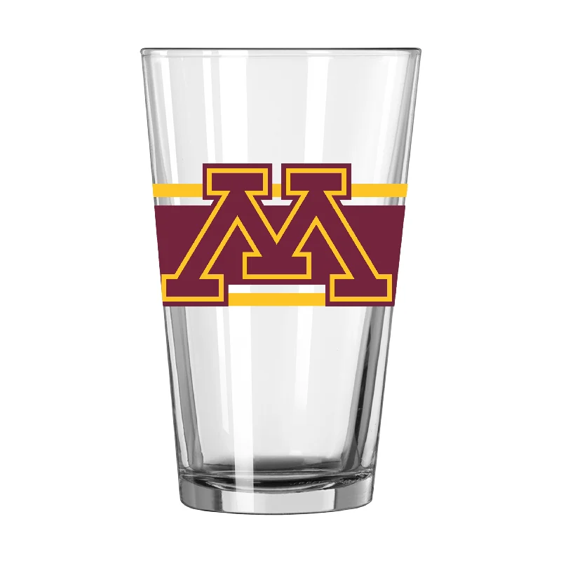 Team Mug With Unique Texture-Minnesota 16oz Stripe Pint Glass