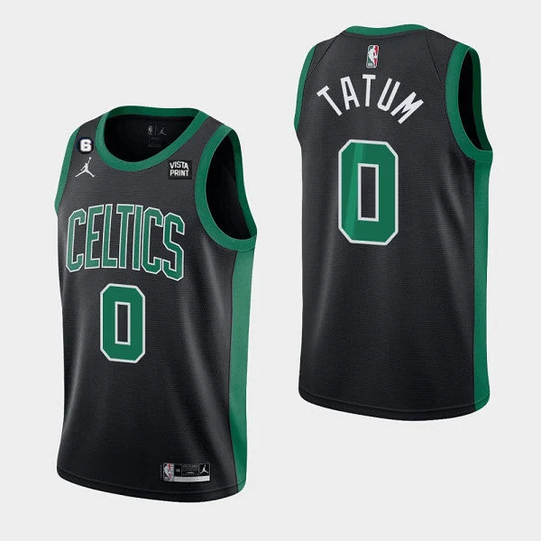 Basketball Jersey Fashionable-Men's Boston Celtics #0 Jayson Tatum Black No.6 Patch Stitched Basketball Basketball Jersey