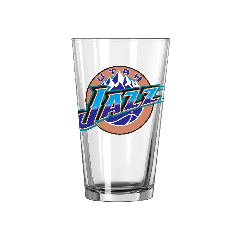 Team Mug With Cartoon Characters-Utah Jazz Hardwood 16oz Swagger Pint Glass