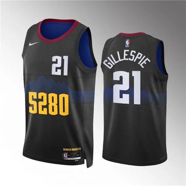 Basketball Jersey For Streetball-Men's Denver Nuggets #21 Collin Gillespie Black 2023 City Edition Stitched Basketball Basketball Jersey