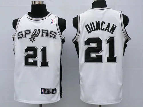 Basketball Jersey Easy To Wash-Spurs 21 Tim Duncan White Basketball Jerseys