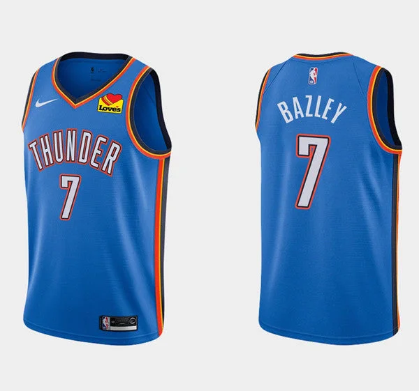 Basketball Jersey For Kids-Men's Oklahoma City Thunder #7 Darius Bazley Blue Stitched Basketball Jersey