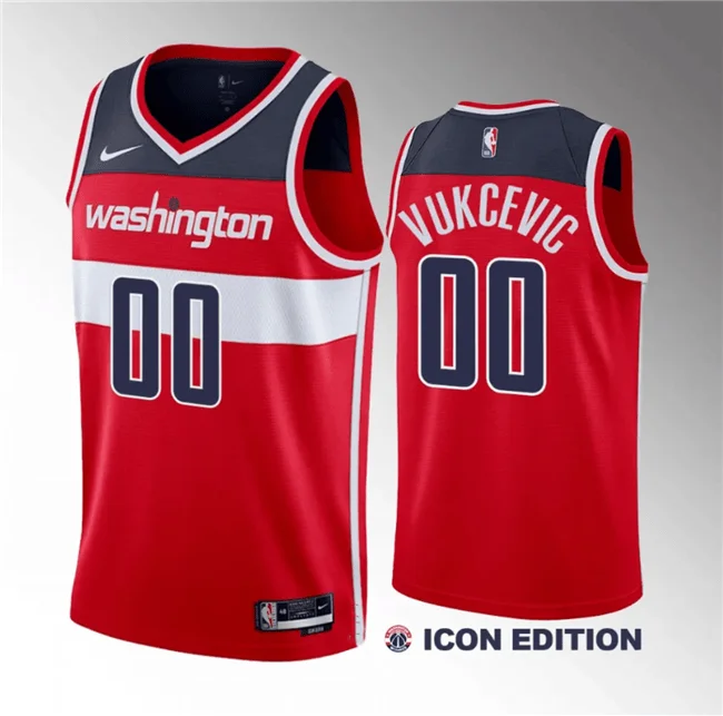 Basketball Jersey Loose Fit-Men's Washington Wizards #00 Tristan Vukcevic Red 2023 Draft Icon Edition Stitched Basketball Jersey