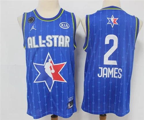 Basketball Jersey Mesh Material-Men's Los Angeles Lakers #2 LeBron James Blue 2020 All-Star Stitched Basketball Jersey