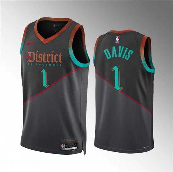 Basketball Jersey Free Shipping-Men's Washington Wizards #1 Johnny Davis Black 2023/24 City Edition Stitched Basketball Basketball Jersey