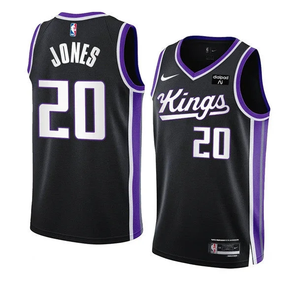 Basketball Jersey For Birthdays-Men's Sacramento Kings #20 Colby Jones Black 2023-24 Icon Edition Swingman Stitched Basketball Jersey