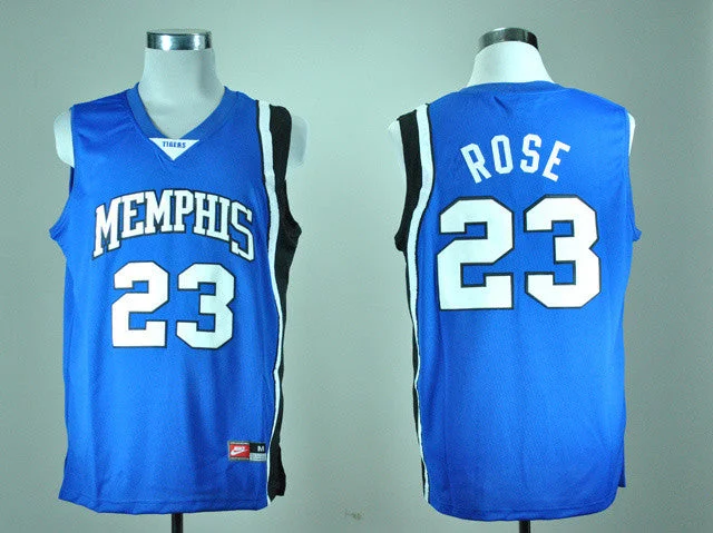 Basketball Jersey Performance Wear-Memphis Tigers Derrick Rose 23 Blue College Basketball Throwback Basketball Jersey