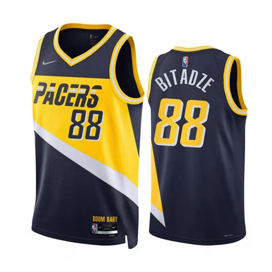 Basketball Jersey Basketball Enthusiasts-Men's Indiana Pacers #88 Goga Bitadze 2021/22 Navy City Edition 75th Anniversary Stitched Basketball Basketball Jersey