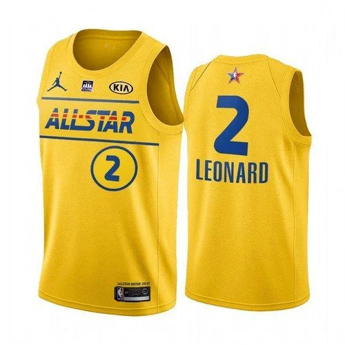 Basketball Jersey Short Sleeve-Men's 2021 All-Star #2 Kawhi Leonard Yellow Western Conference Stitched Basketball Jersey