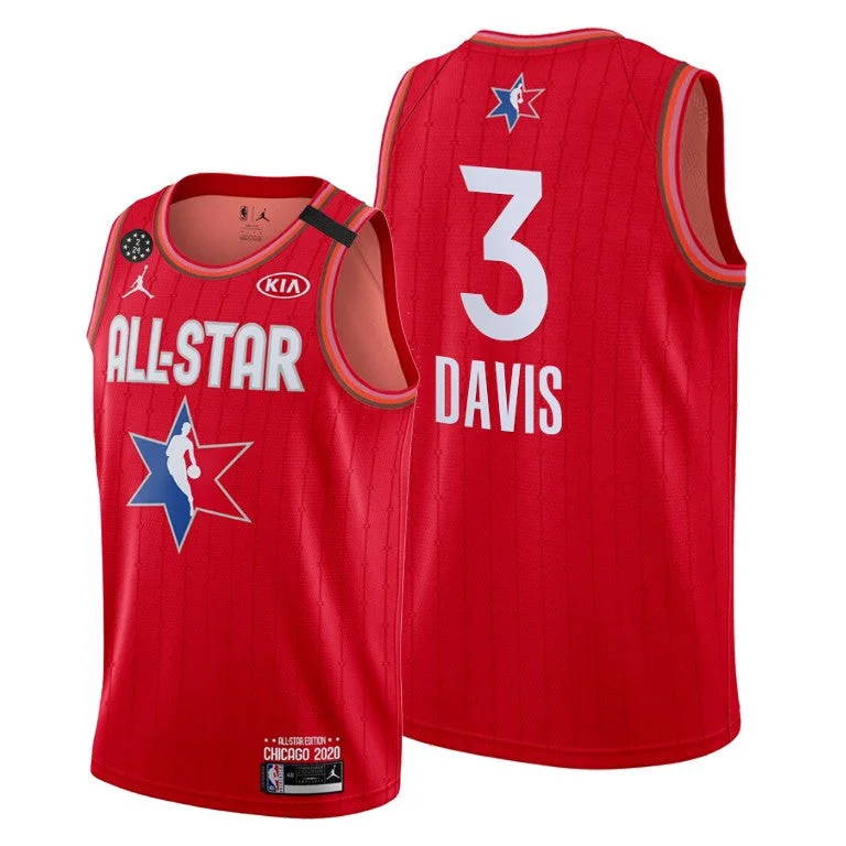 Basketball Jersey Hip Hop Style-Men's Los Angeles Lakers #3 Anthony Davis Red 2020 All-Star Stitched Basketball Jersey