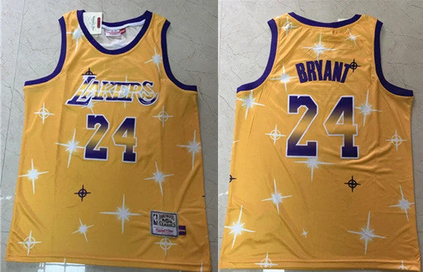 Basketball Jersey Reversible-Men's Los Angeles Lakers #24 Kobe Bryant Gold Throwback Stitched Basketball Jersey