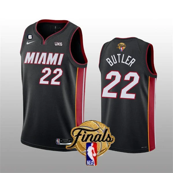 Basketball Jersey For Men-Men's Miami Heat #22 Jimmy Butler Black 2023 Finals Icon Edition With NO.6 Patch Stitched Basketball Basketball Jersey