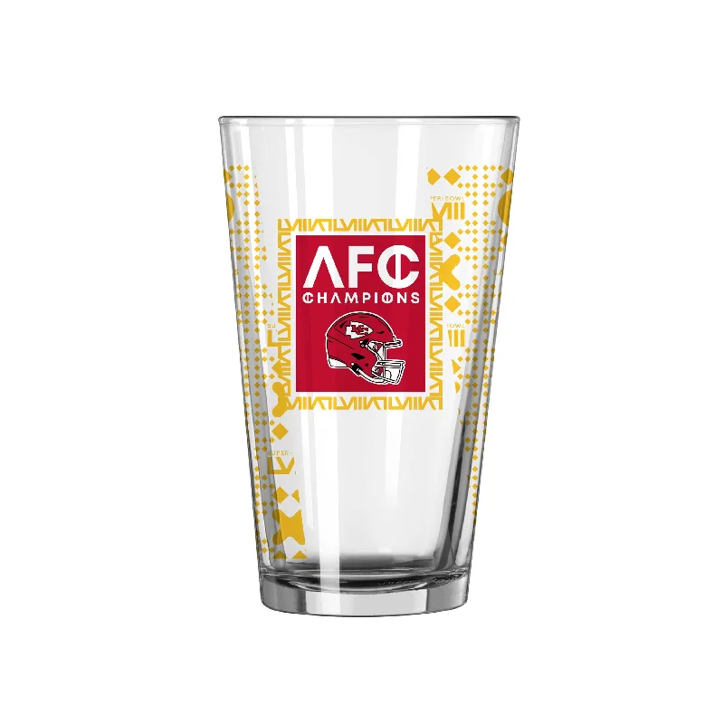 Team Mug Dishwasher Safe-Kansas City Chiefs 16oz AFC Conference Champs Roster Pint Glass