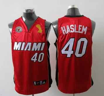 Basketball Jersey Inspired By Champions-Heat 40 Haslem Red 2013 Champion&25th Patch Basketball Jerseys