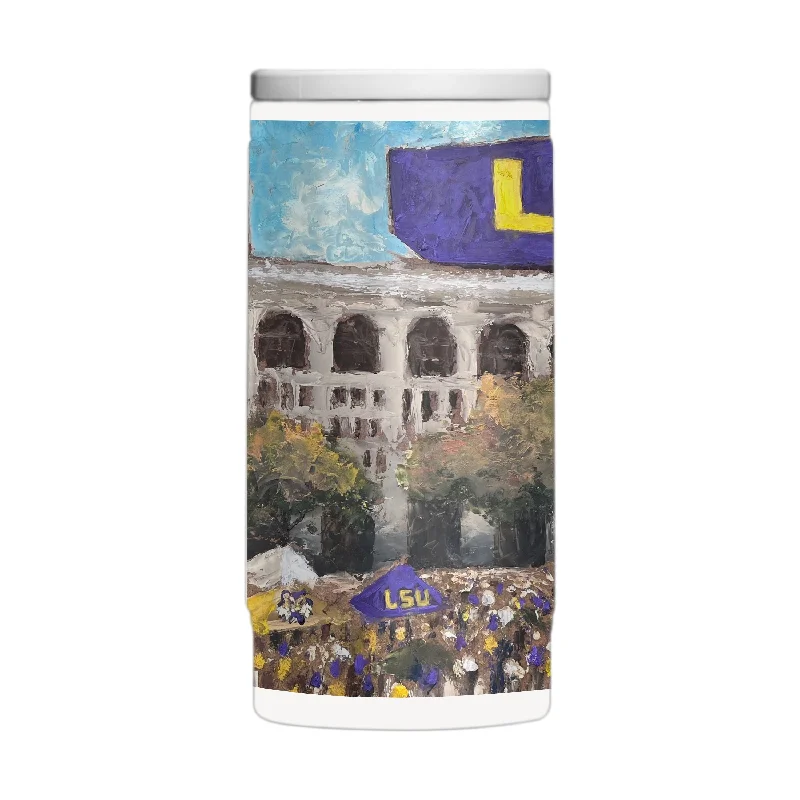 Team Mug With Photo-LSU 12oz Collector Powder Coat Slim Can Coolie