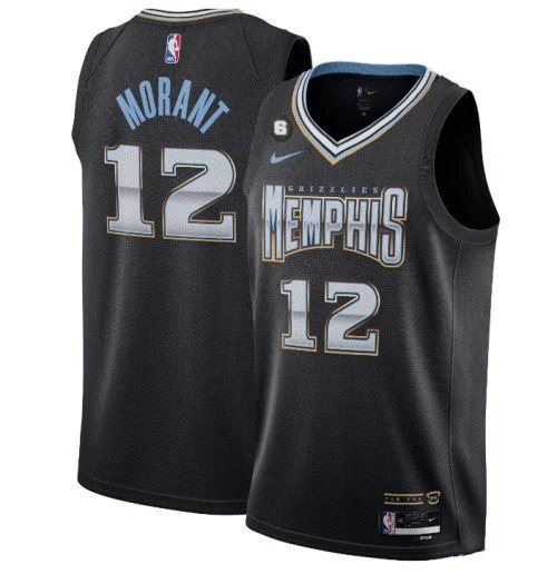 Basketball Jersey High-Performance Wear-Men's Memphis Grizzlies #12 Ja Morant Black 2022/23 City Edition With NO.6 Patch Stitched Basketball Basketball Jersey