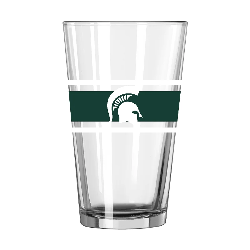 Team Mug Thick Material-Michigan State 16oz Stripe Pint Glass