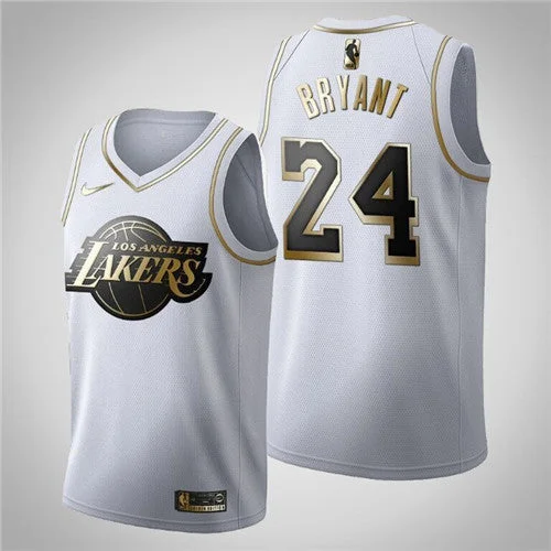 Basketball Jersey Stylish Look-Men's Los Angeles Lakers #24 Kobe Bryant White 2019 Golden Edition Stitched Basketball Jersey