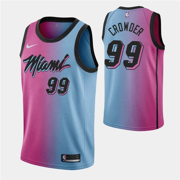 Basketball Jersey For Summer League-Men's Miami Heat #99 Jae Crowder 2021 Blue/Pink City Edition Vice Stitched Basketball Jersey