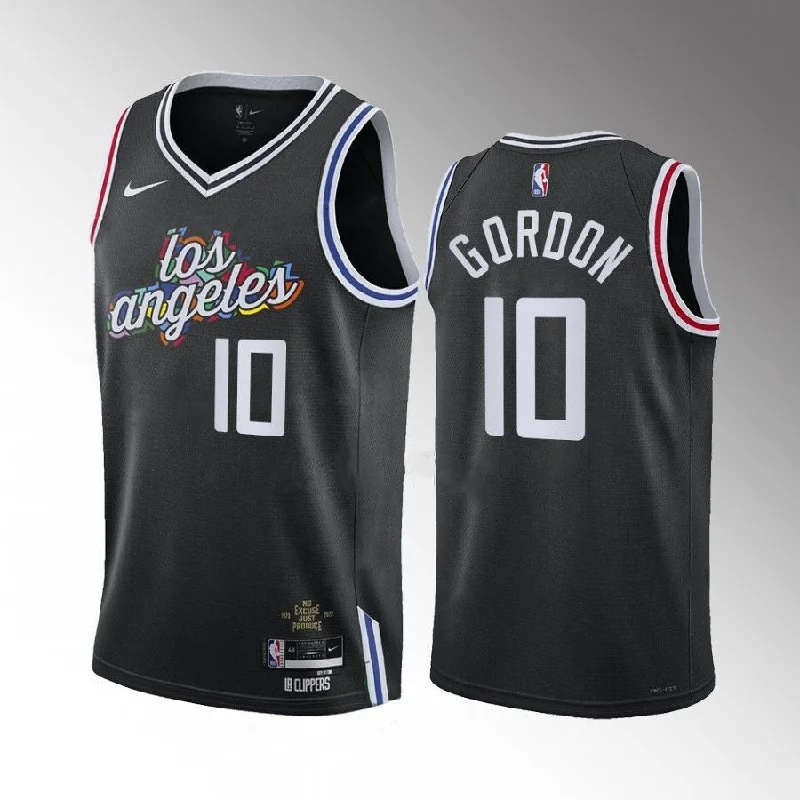 Basketball Jersey Inspired By Street Style-Men's Los Angeles Clippers #10 Eric Gordon Black 2022/23 City Edition Stitched Basketball Jersey