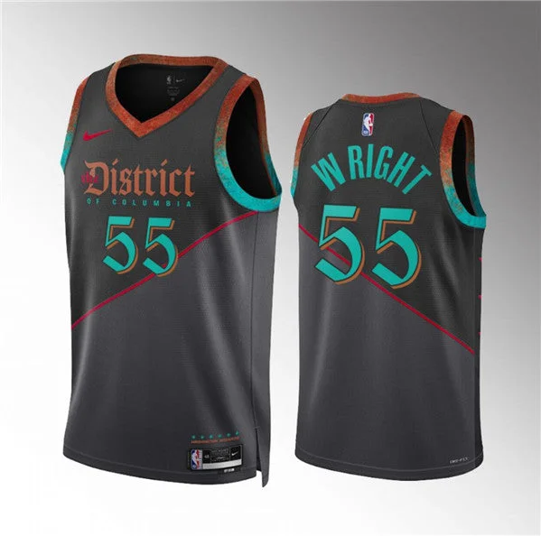 Basketball Jersey Polyester-Men's Washington Wizards #55 Delon Wright Black 2023/24 City Edition Stitched Basketball Basketball Jersey