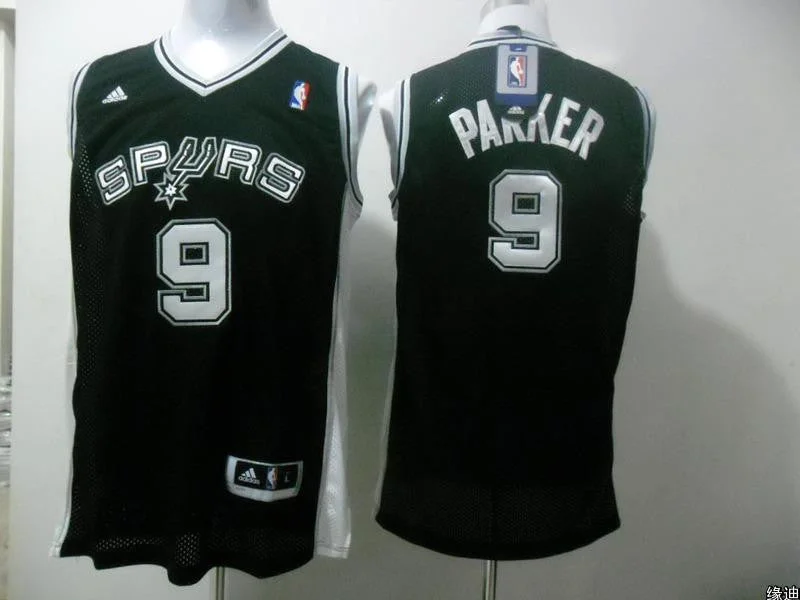 Basketball Jersey Trendy Sports Look-Spurs 9 Parker Black Mesh Basketball Jerseys