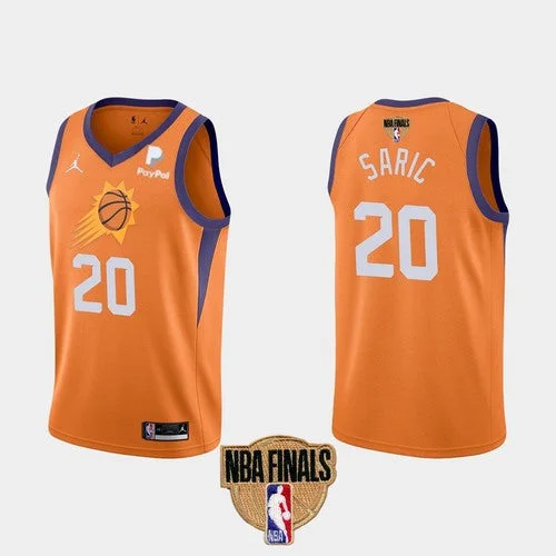 Basketball Jersey Fan Edition-Men's Phoenix Suns #20 Dario Saric 2021 Orange Statement Finals Basketball Swingman Stitched Basketball Jersey