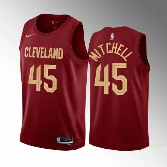 Basketball Jersey Youth Size-Men's Cleveland Cavaliers #45 Donovan Mitchell Red Stitched Basketball Jersey